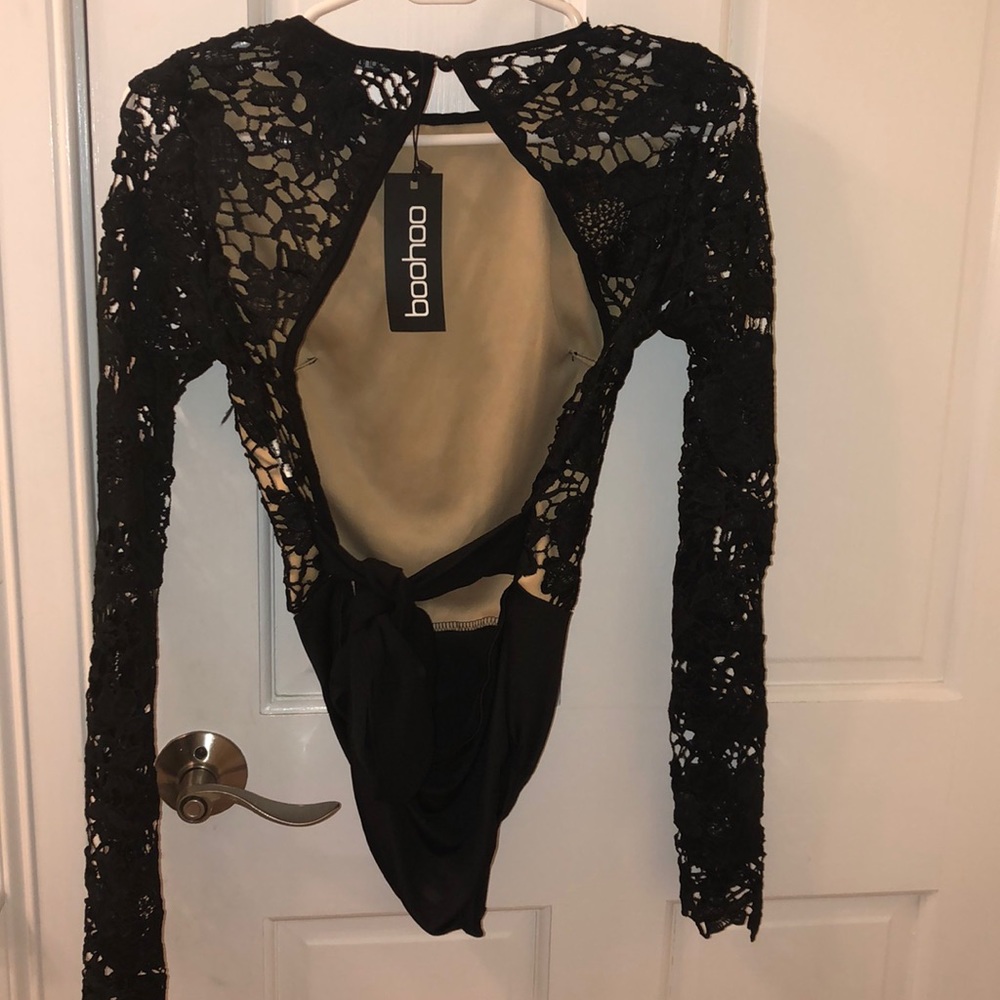 Lace Body Suit Open Back